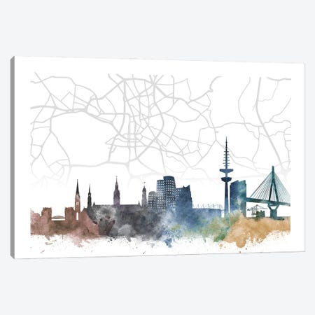 Dusseldorf Skyline City Map Canvas Print #WDA2279} by WallDecorAddict Canvas Art Print