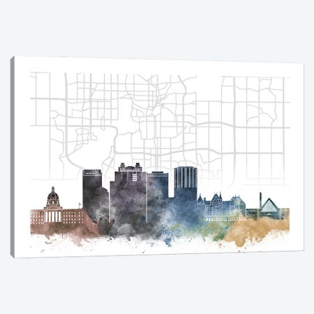Edmonton Skyline City Map Canvas Print #WDA2281} by WallDecorAddict Canvas Wall Art
