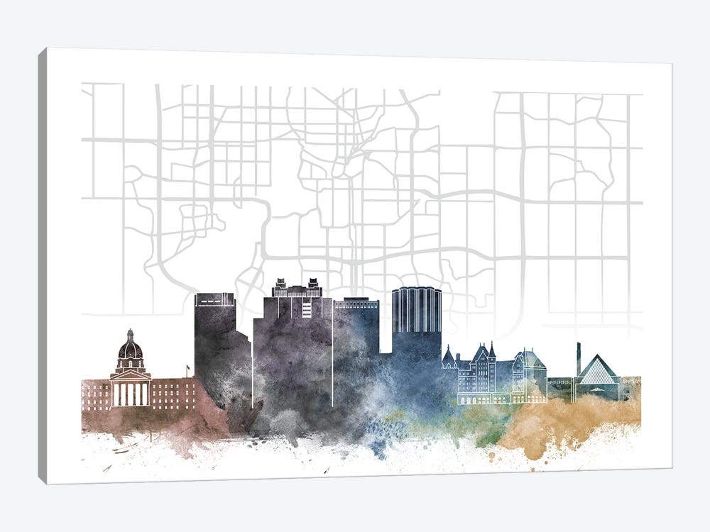 Edmonton Skyline City Map by WallDecorAddict 1-piece Canvas Art