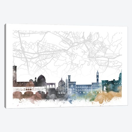 Florence Skyline City Map Canvas Print #WDA2282} by WallDecorAddict Canvas Wall Art