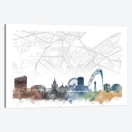 Geneva Skyline City Map Canvas Print #WDA2283} by WallDecorAddict Canvas Wall Art