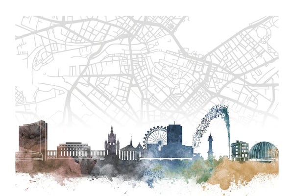 Geneva: Geneva Skyline City Map by WallDecorAddict