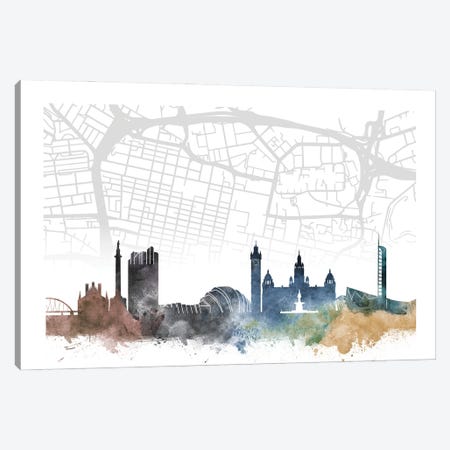Glasgow Skyline City Map Canvas Print #WDA2284} by WallDecorAddict Canvas Art Print