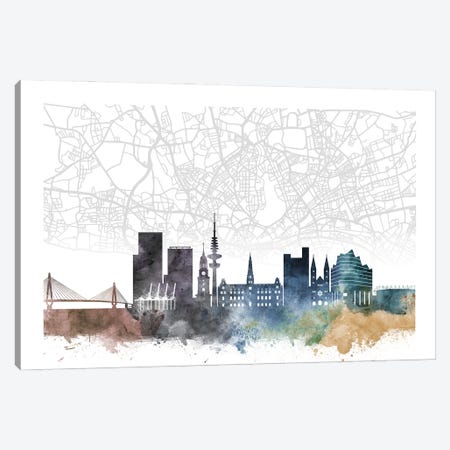 Hamburg Skyline City Map Canvas Print #WDA2285} by WallDecorAddict Art Print