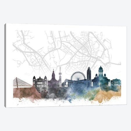 Helsinki Skyline City Map Canvas Print #WDA2286} by WallDecorAddict Art Print