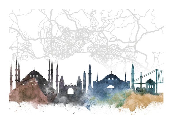 Turkey: Istanbul Skyline City Map by WallDecorAddict