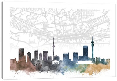 Johannesburg Skyline City Map Canvas Art Print - South Africa
