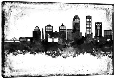 Louisville Black And White Framed Skylines Canvas Art Print - Louisville Art