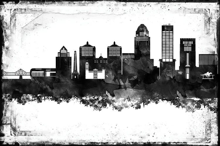 Louisville Black And White Framed Skylines