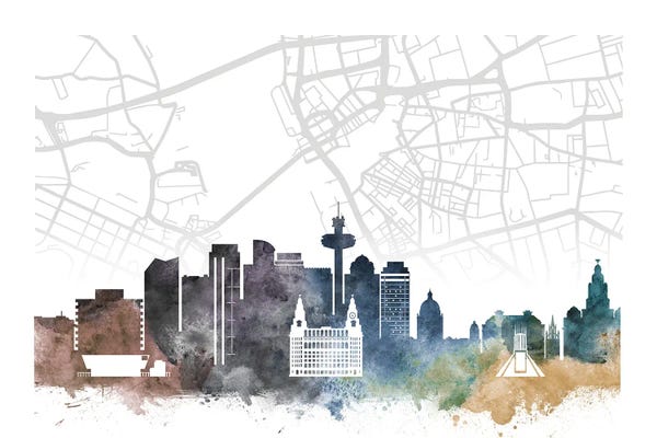 Liverpool: Liverpool Skyline City Map by WallDecorAddict