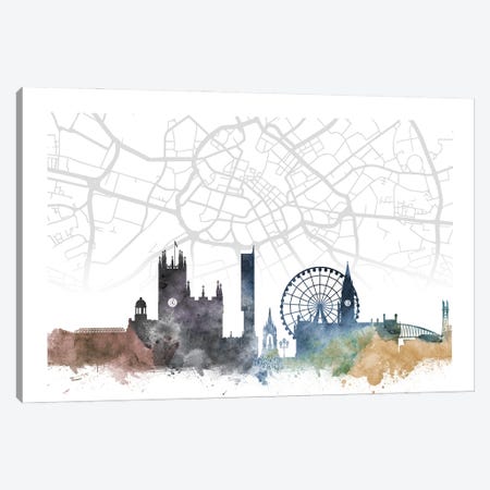 Manchester Skyline City Map Canvas Print #WDA2293} by WallDecorAddict Canvas Print