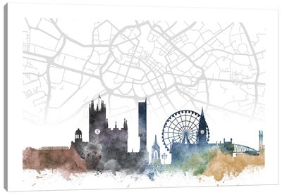 Manchester Skyline City Map Canvas Art Print - Manchester