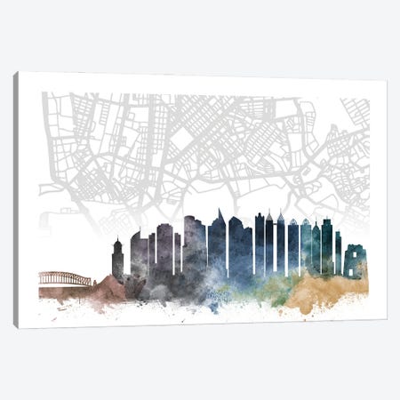 Manila Skyline City Map Canvas Print #WDA2294} by WallDecorAddict Canvas Artwork