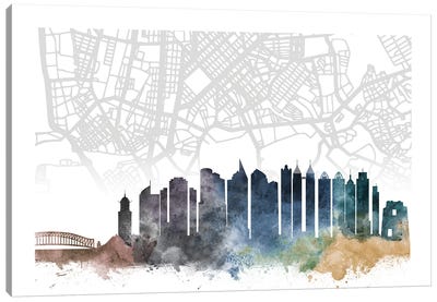 Manila Skyline City Map Canvas Art Print - Philippines Art