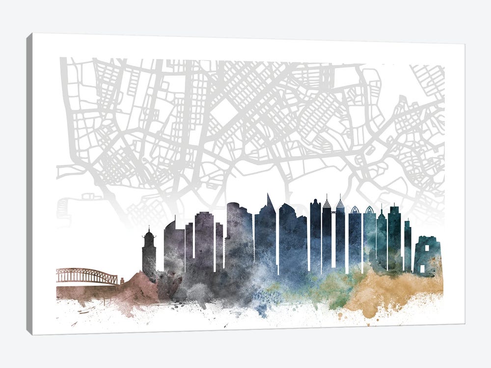Manila Skyline City Map by WallDecorAddict 1-piece Canvas Art