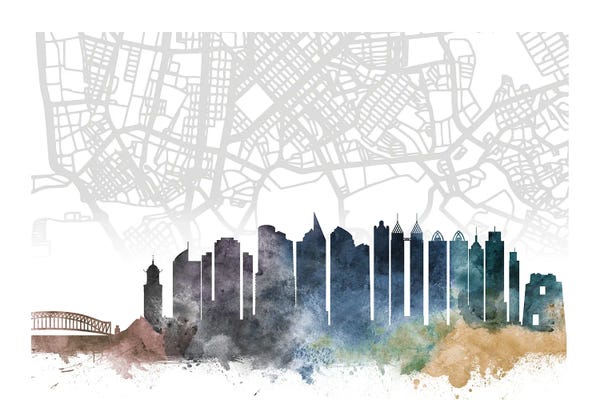 Manila: Manila Skyline City Map by WallDecorAddict