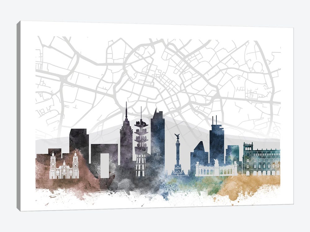Mexico City Skyline City Map by WallDecorAddict 1-piece Art Print
