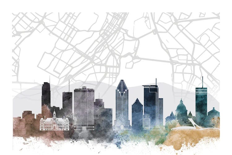 Montreal Skyline City Map by WallDecorAddict wall art