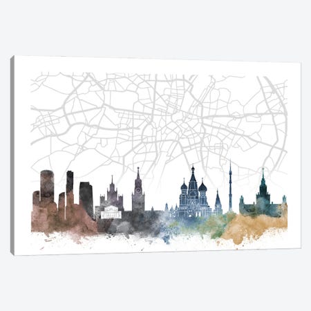 Moscow Skyline City Map Canvas Print #WDA2297} by WallDecorAddict Canvas Artwork