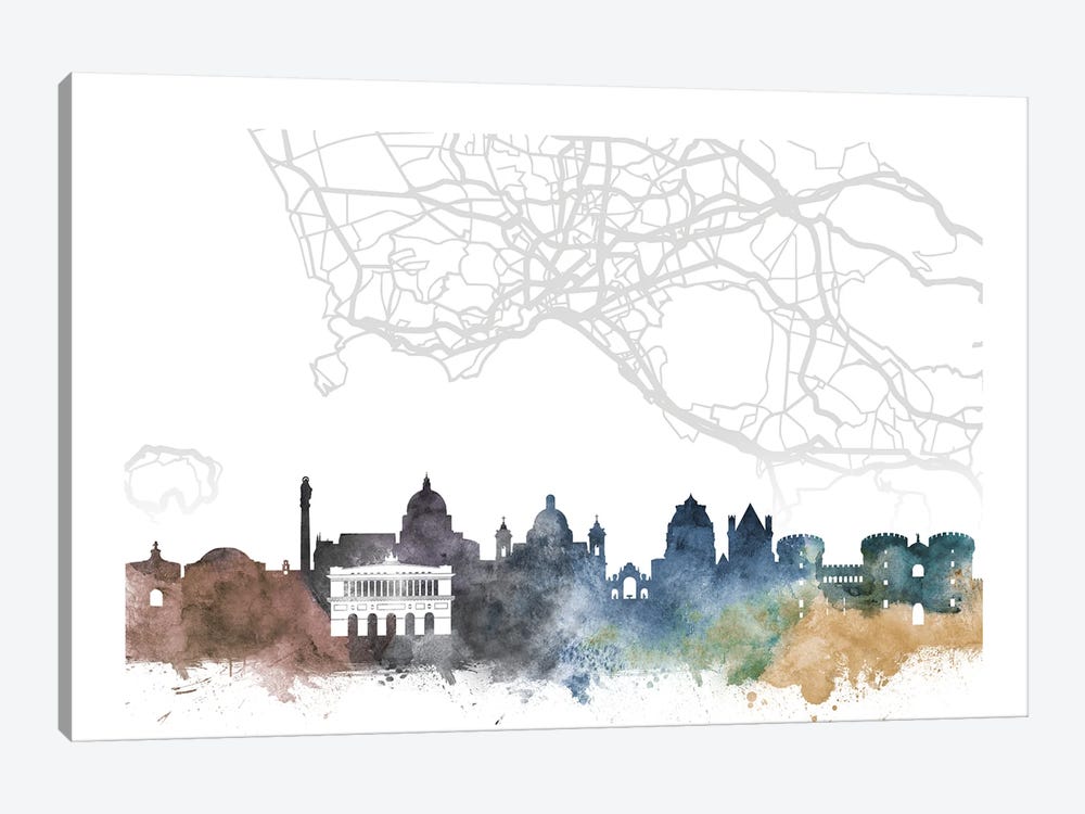 Naples Skyline City Map by WallDecorAddict 1-piece Canvas Print