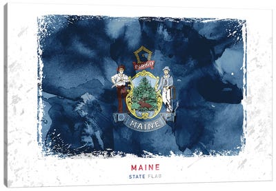 Maine Canvas Art Print - Flag Art