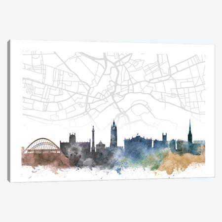 Newcastle Skyline City Map Canvas Print #WDA2300} by WallDecorAddict Art Print