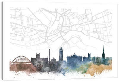 Newcastle Skyline City Map Canvas Art Print