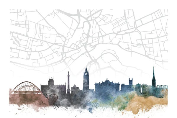Newcastle: Newcastle Skyline City Map by WallDecorAddict