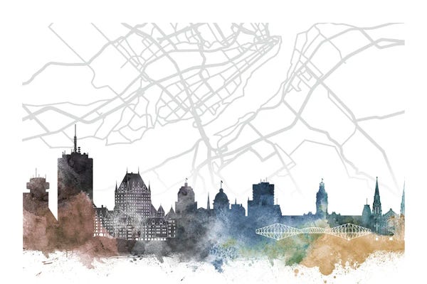 Quebec: Quebec Skyline City Map by WallDecorAddict