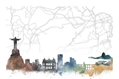 Rio De Janeiro Skyline City Map by WallDecorAddict canvas print