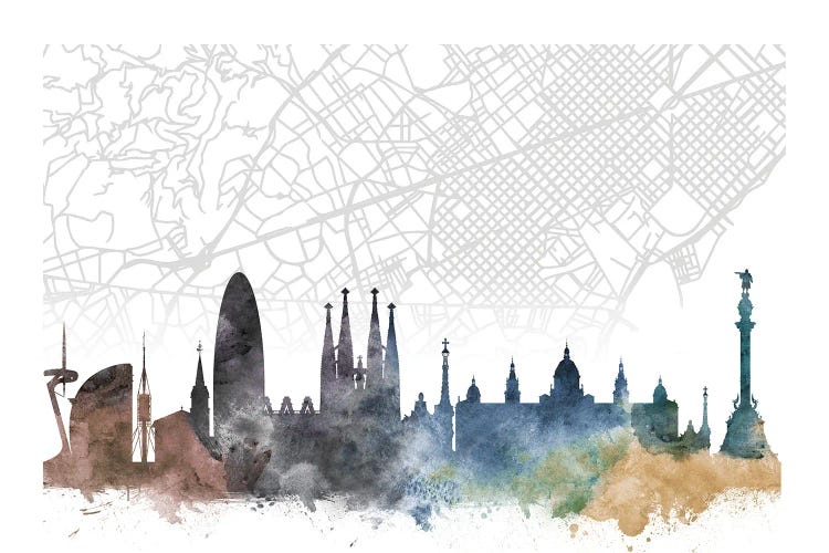 Barcelona Skyline City Map