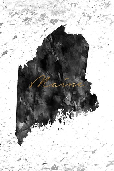 Maine: Maine Black And White Gold by WallDecorAddict