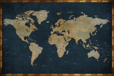 World Map Vintage Style by WallDecorAddict framed wall art