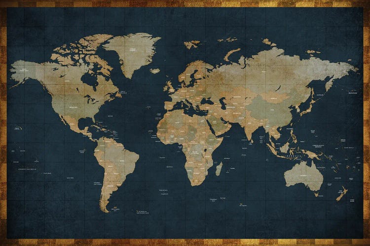 World Map Vintage Style by WallDecorAddict wall art
