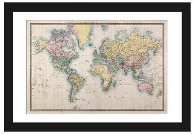 World Map, Detailed Map, Vintage Style Paper Art Print - Maps