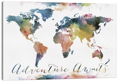 World Map Adventure Awaits Canvas Art Print - WallDecorAddict