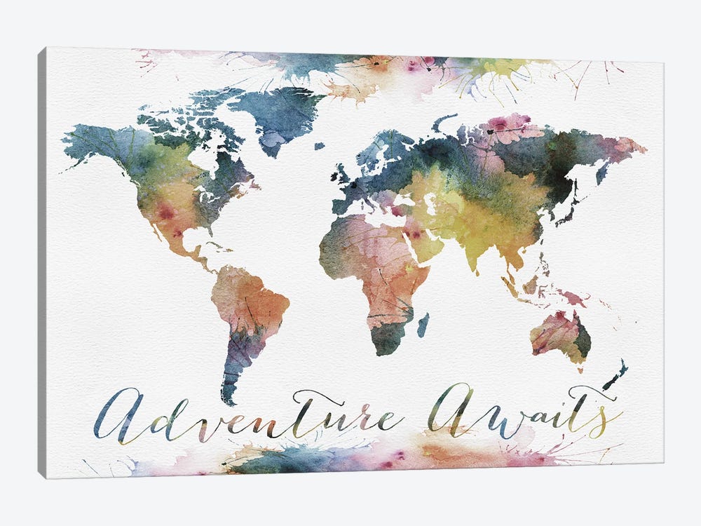 World Map Adventure Awaits by WallDecorAddict 1-piece Art Print