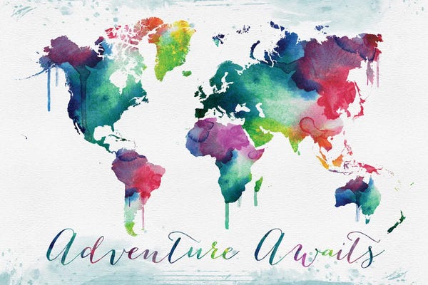 Inspirational Office: World Map Art Adventure Awaits by WallDecorAddict