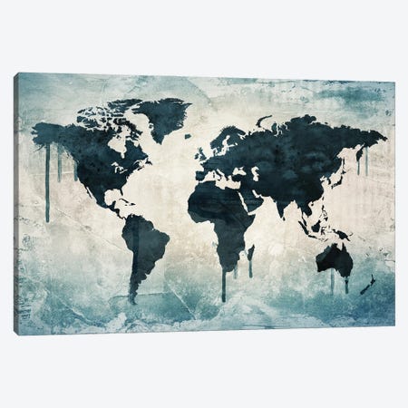 World Map Wall Decor Canvas Print #WDA2321} by WallDecorAddict Canvas Art Print