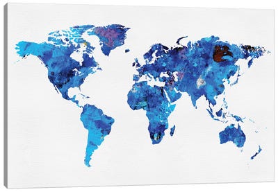 World Map Bluish Style Canvas Art Print - World Map Art