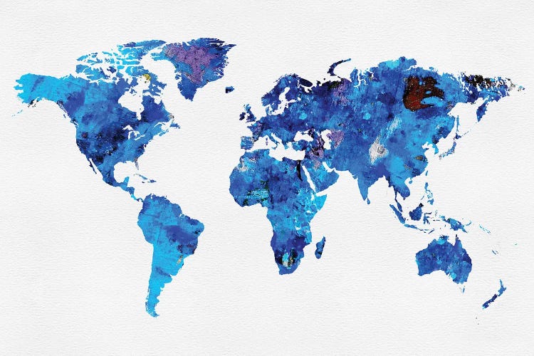 World Map Bluish Style by WallDecorAddict wall art