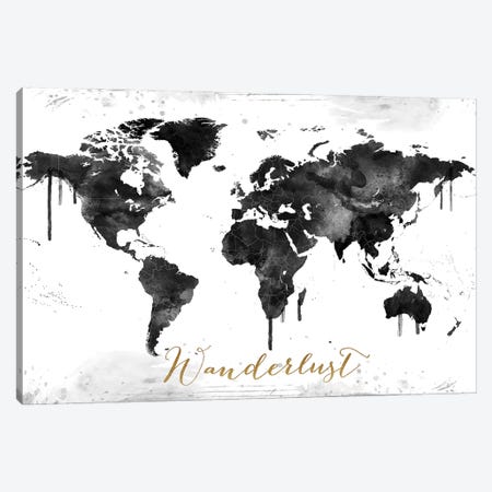World Map Wanderlust Canvas Print #WDA2326} by WallDecorAddict Canvas Artwork
