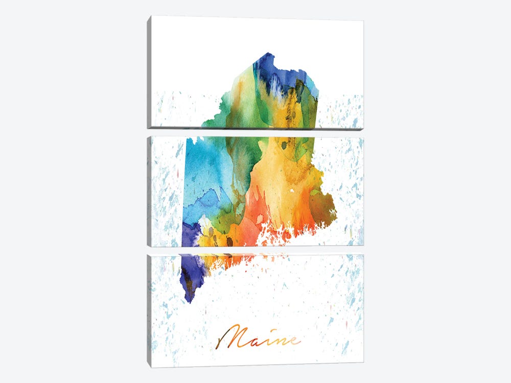 Maine State Colorful by WallDecorAddict 3-piece Art Print