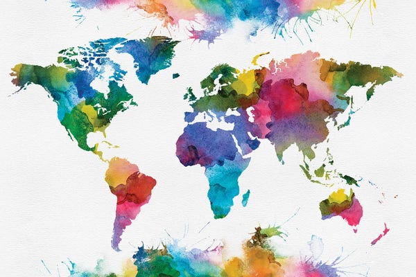 WallDecorAddict: World Map Colorful Art by WallDecorAddict