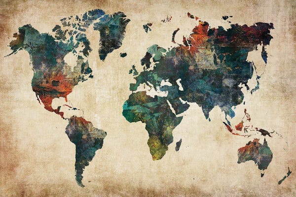 Industrial Office: World Map Wall Decor Style by WallDecorAddict