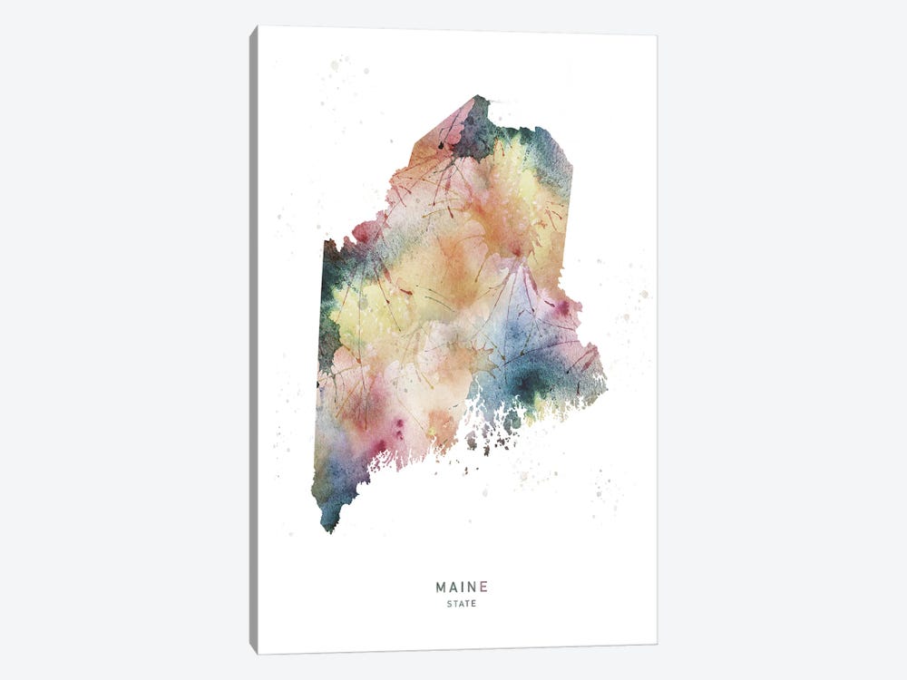 Maine State Watercolor by WallDecorAddict 1-piece Canvas Artwork