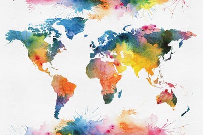 Colorful Style World Map by WallDecorAddict canvas print