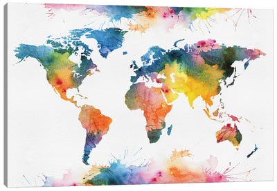 Colorful Style World Map Canvas Art Print - World Map Art