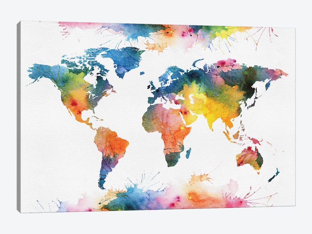 Colorful Style World Map by WallDecorAddict 1-piece Canvas Art Print