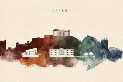Athens Skyline Desert Style by WallDecorAddict art print